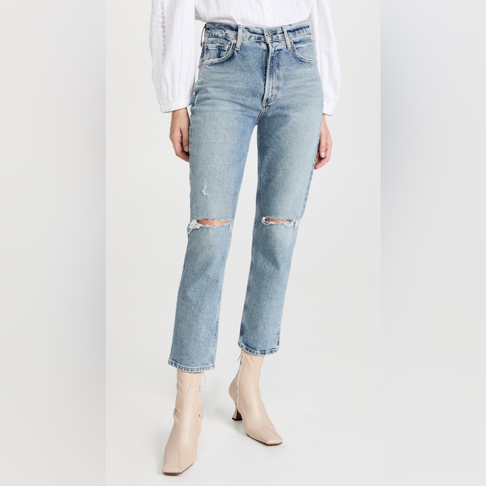 Citizens of Humanity Marlee Medium Wash Relaxed Tapered Leg Cropped Denim Jeans